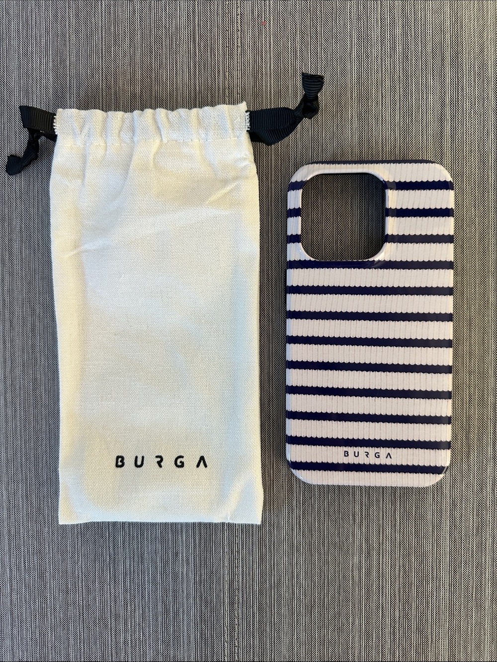 BURGA Striped iPhone 14 Pro Case in White & Navy